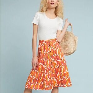Maeve by Anthropologie Banana Grove A-line Button Front Denim Midi Skirt
